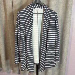 Women’s Navy and White Striped Cardigan 2X